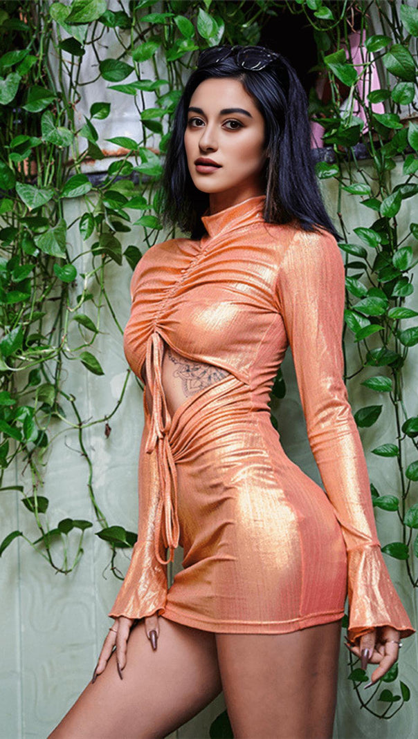 AIIZIE HOLLOW PLEATED DRESS - product image
