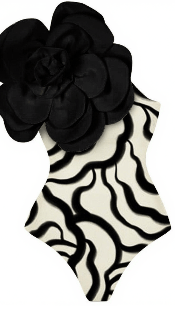 AIIZIE AURELIANA FLOWER ZEBRA PRINTED ONE PIECE SWIMSUIT - product image