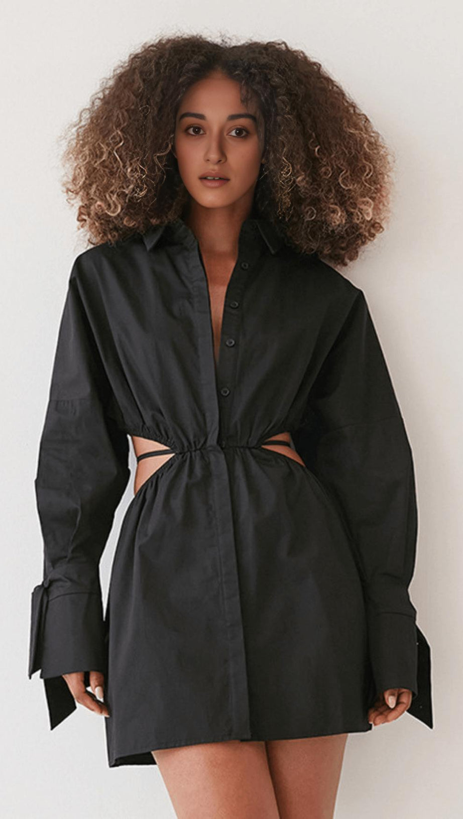 WAIST CUT-OUT SHIRT DRESS