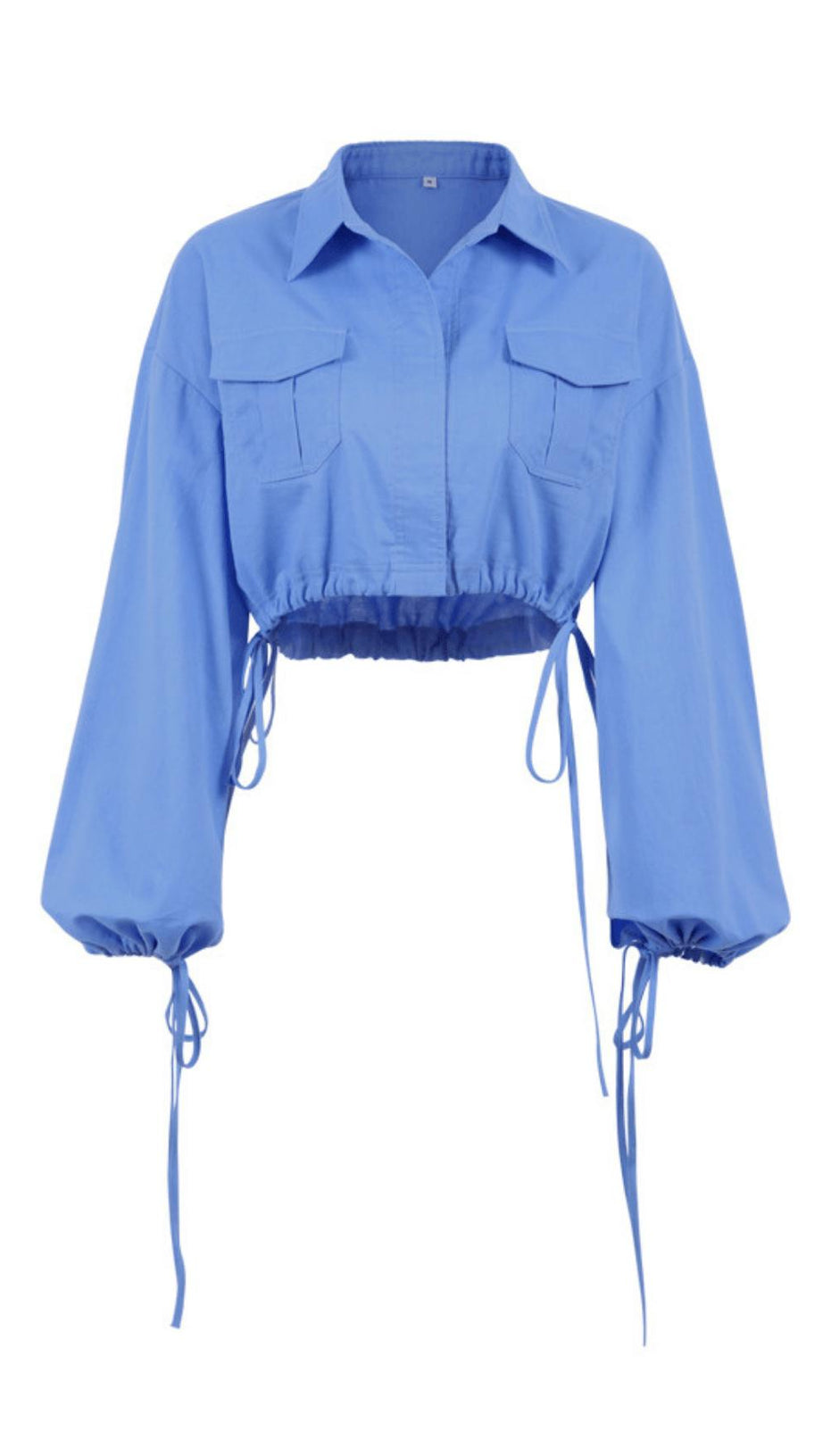 BRAWSTRING WAIST SHORT SHIRT IN BLUE