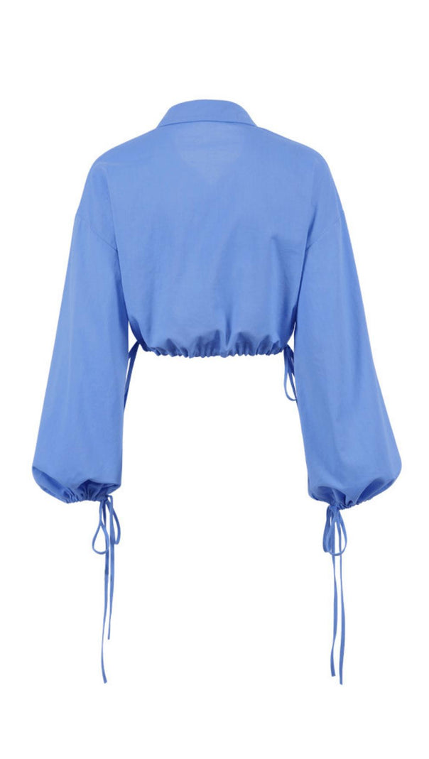 AIIZIE BRAWSTRING WAIST SHORT SHIRT IN BLUE - product image