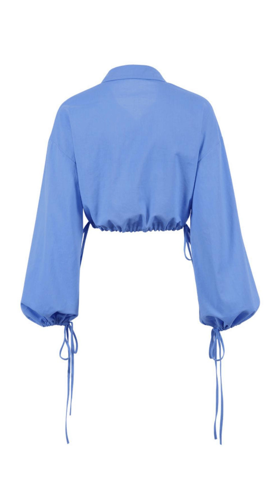 BRAWSTRING WAIST SHORT SHIRT IN BLUE