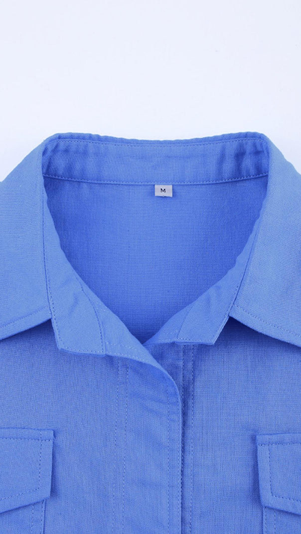 AIIZIE BRAWSTRING WAIST SHORT SHIRT IN BLUE - product image