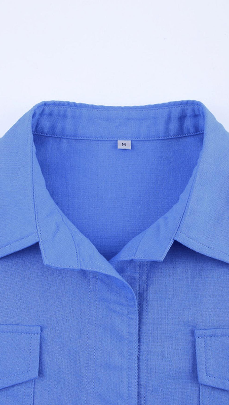 BRAWSTRING WAIST SHORT SHIRT IN BLUE