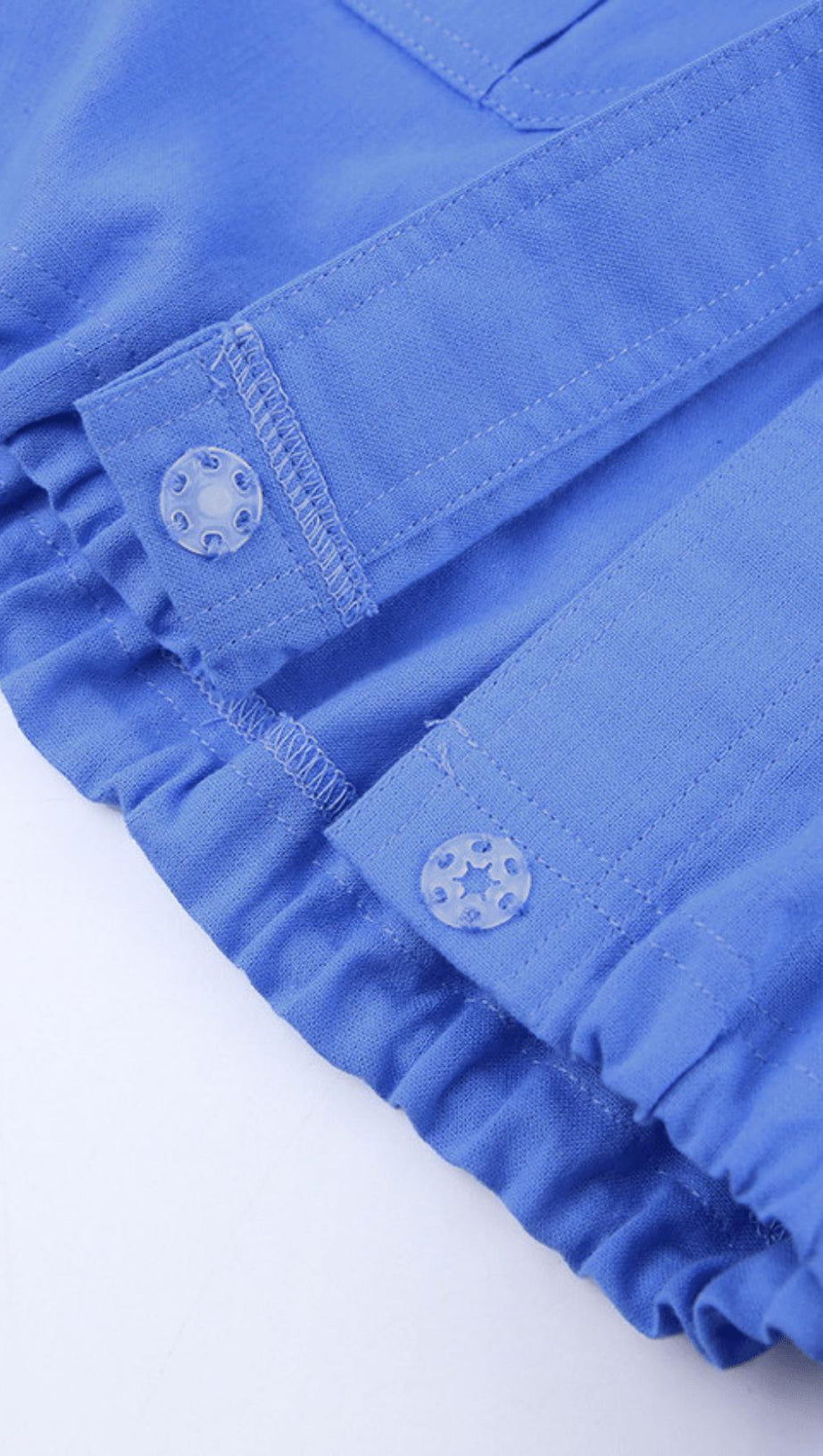 BRAWSTRING WAIST SHORT SHIRT IN BLUE