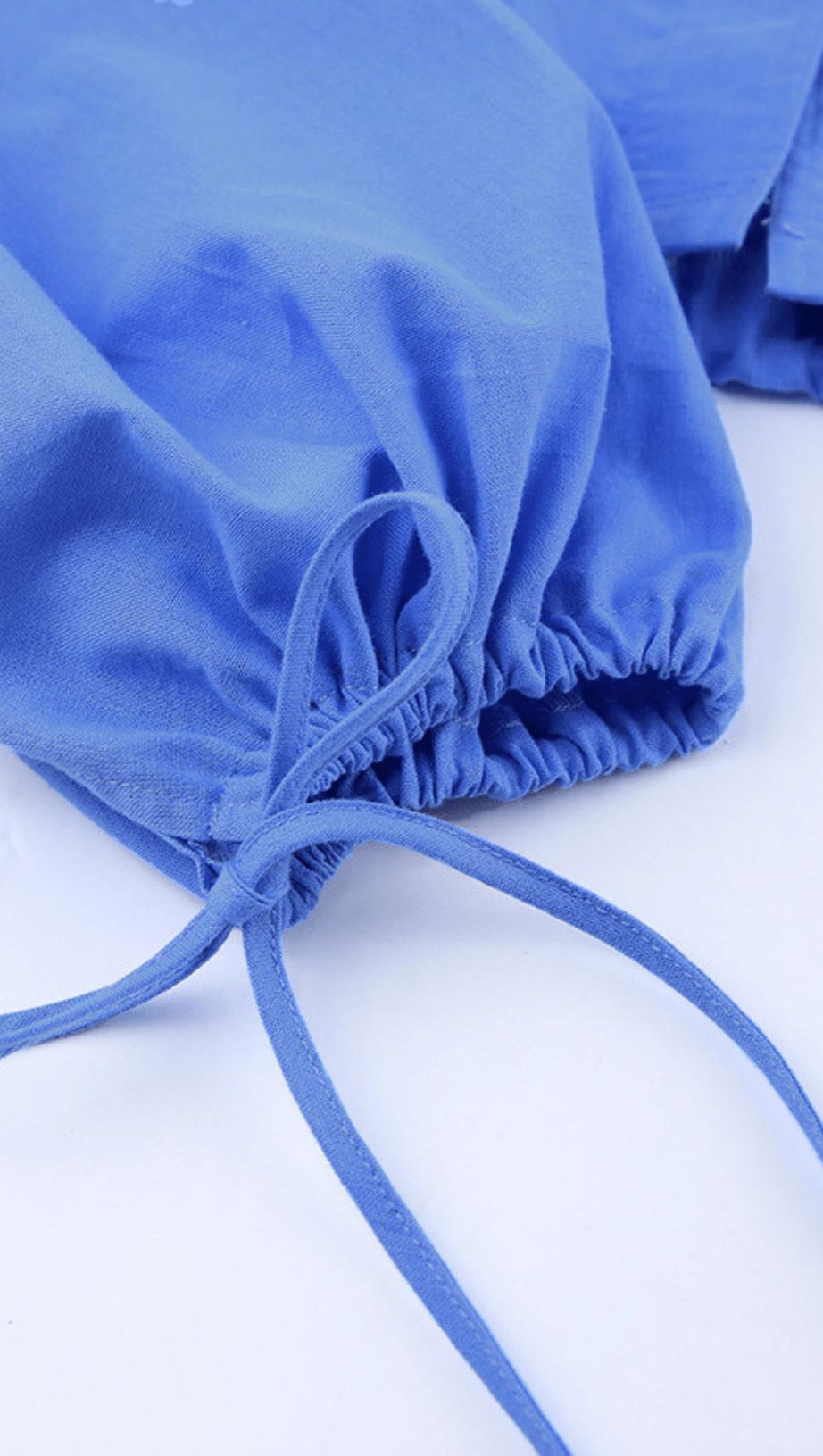 BRAWSTRING WAIST SHORT SHIRT IN BLUE