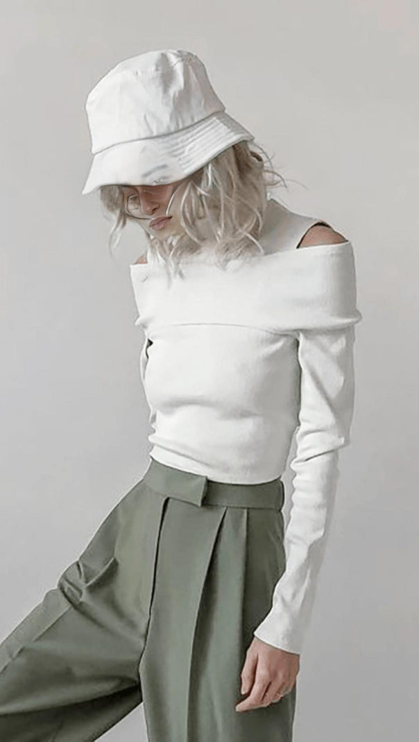 AIIZIE OFF-THE-SHOULDER SOLID COLOR T-SHIRT - product image