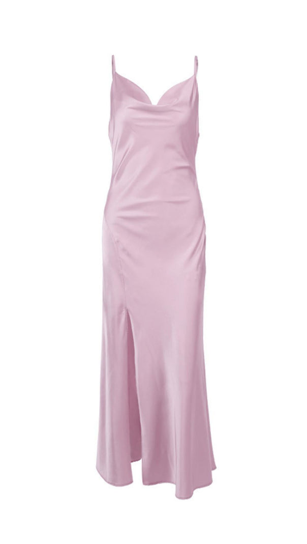 AIIZIE SATIN IRREGULAR COLLAR DRESS - product image