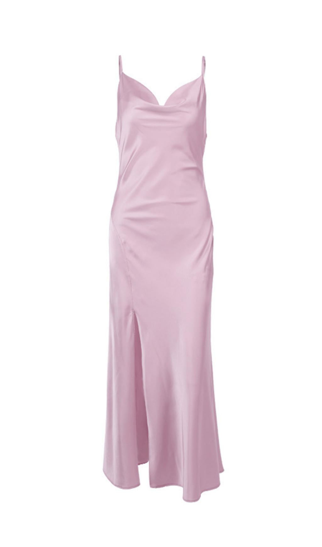 SATIN IRREGULAR COLLAR DRESS