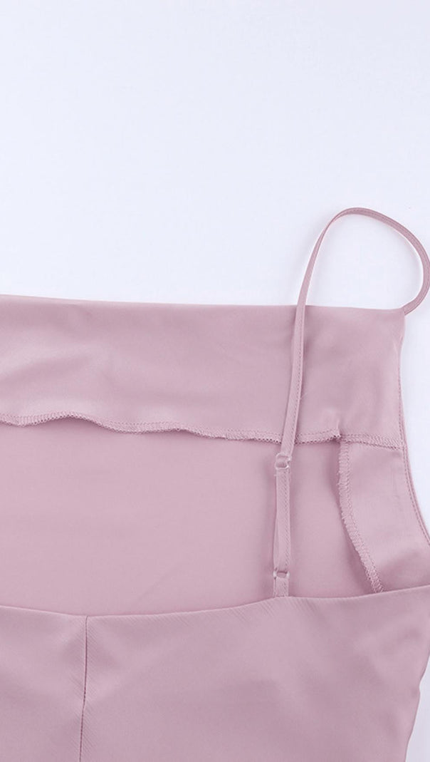 AIIZIE SATIN IRREGULAR COLLAR DRESS - product image