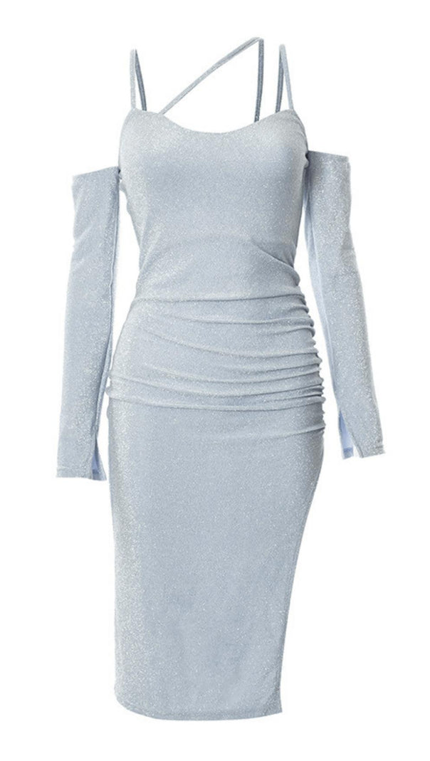 AIIZIE SHINY SILK SLING SPLIT DRESS - product image