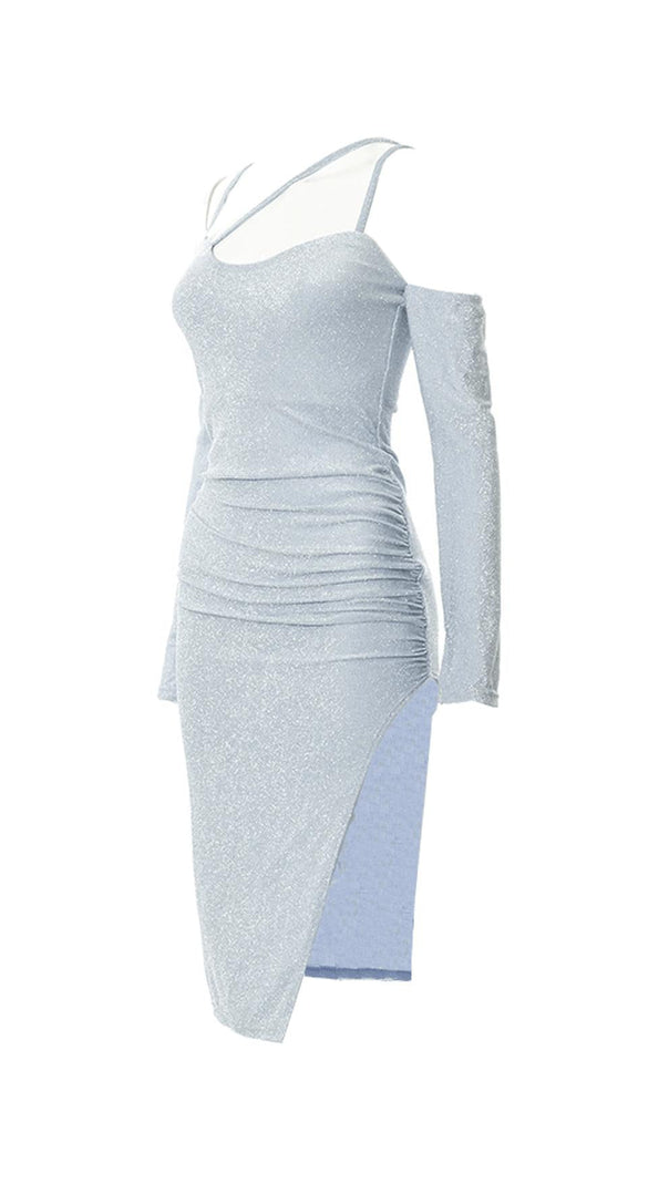 AIIZIE SHINY SILK SLING SPLIT DRESS - product image