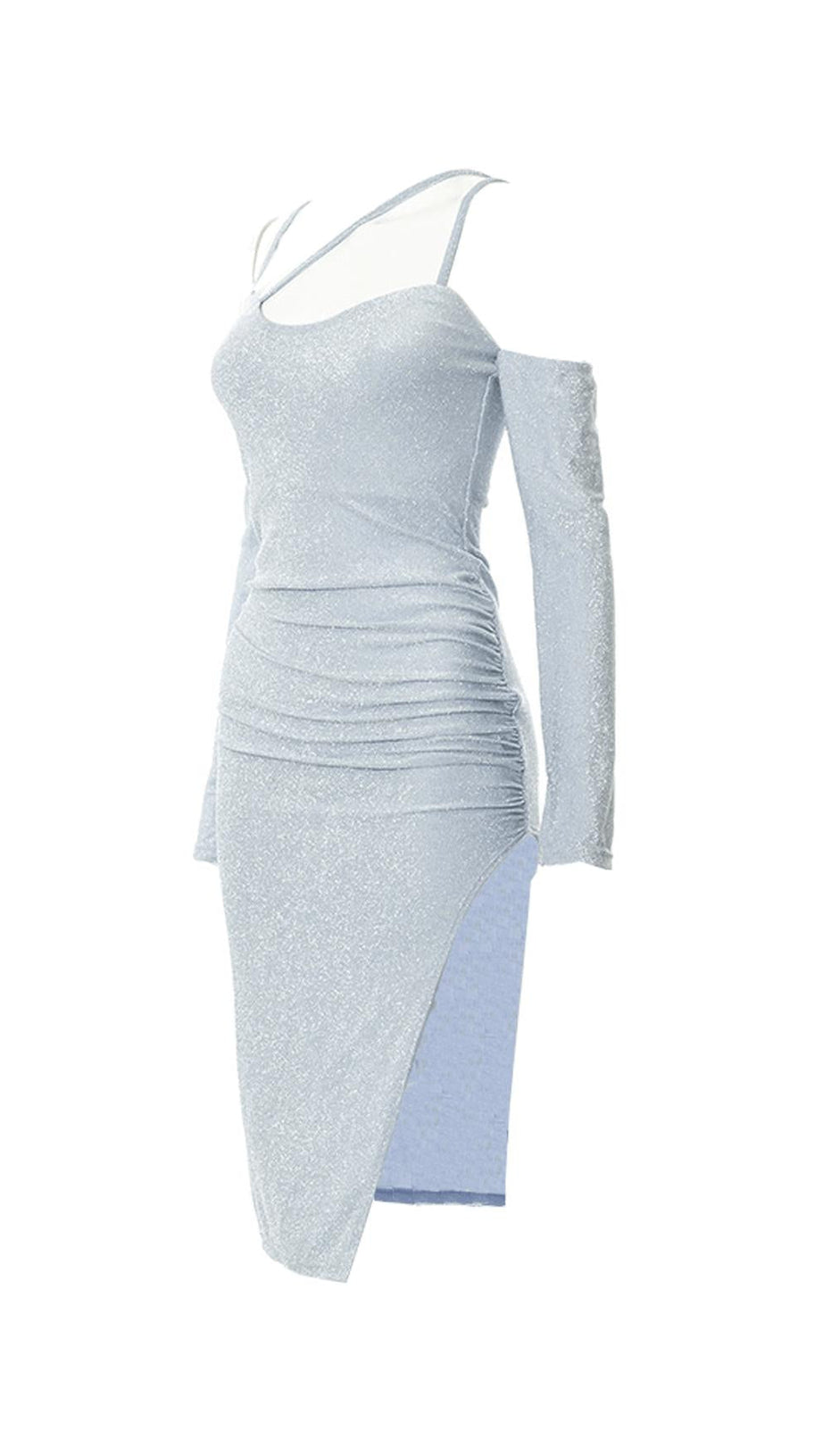 SHINY SILK SLING SPLIT DRESS