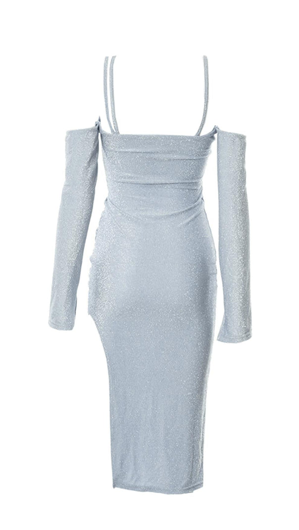 AIIZIE SHINY SILK SLING SPLIT DRESS - product image