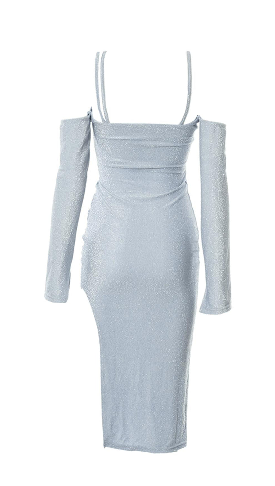 SHINY SILK SLING SPLIT DRESS