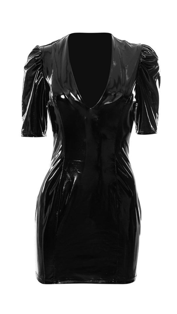 AIIZIE LEATHER V-NECK DRESS - product image