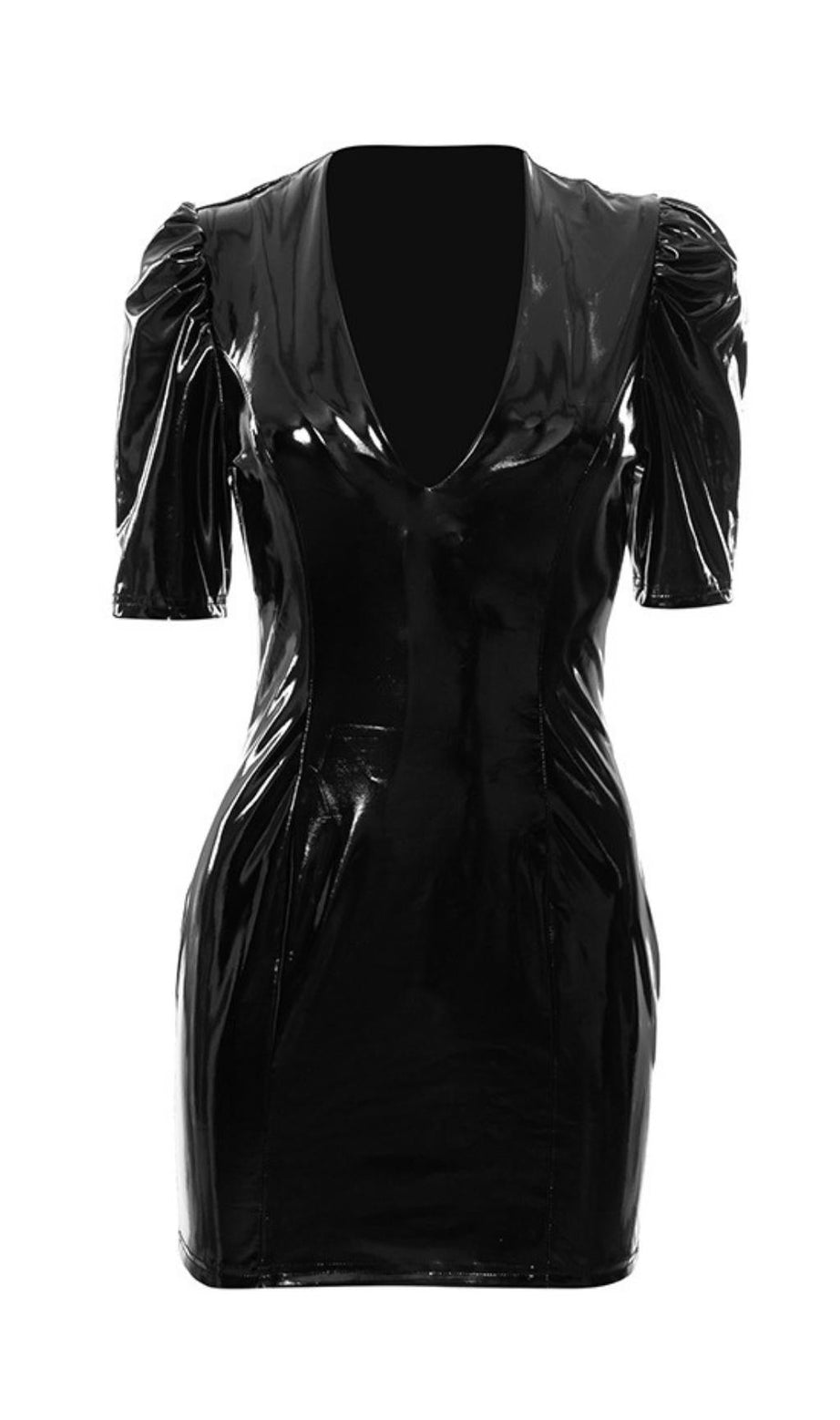 Leather V-neck dress