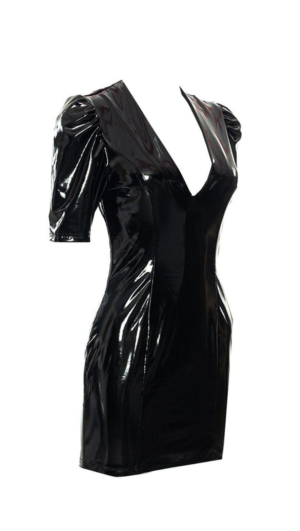 AIIZIE LEATHER V-NECK DRESS - product image