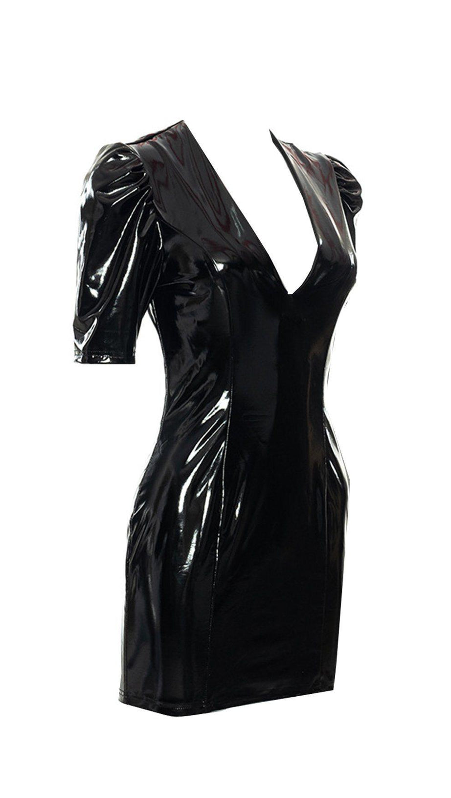 LEATHER V-NECK DRESS