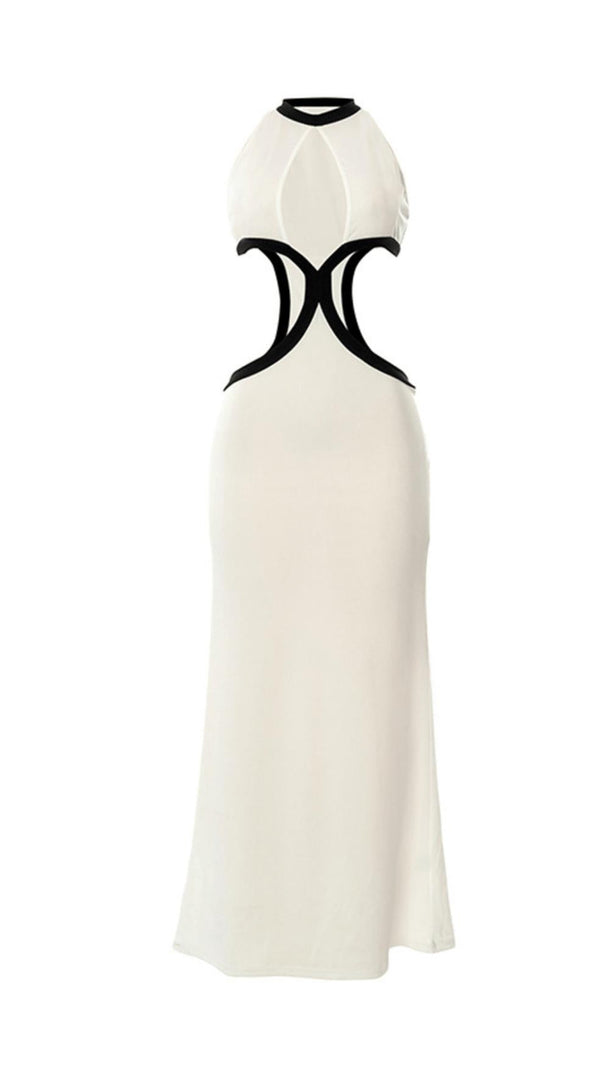 AIIZIE IVORY WHITE KNIT HOLLOW WRAP CHEST DRESS - product image