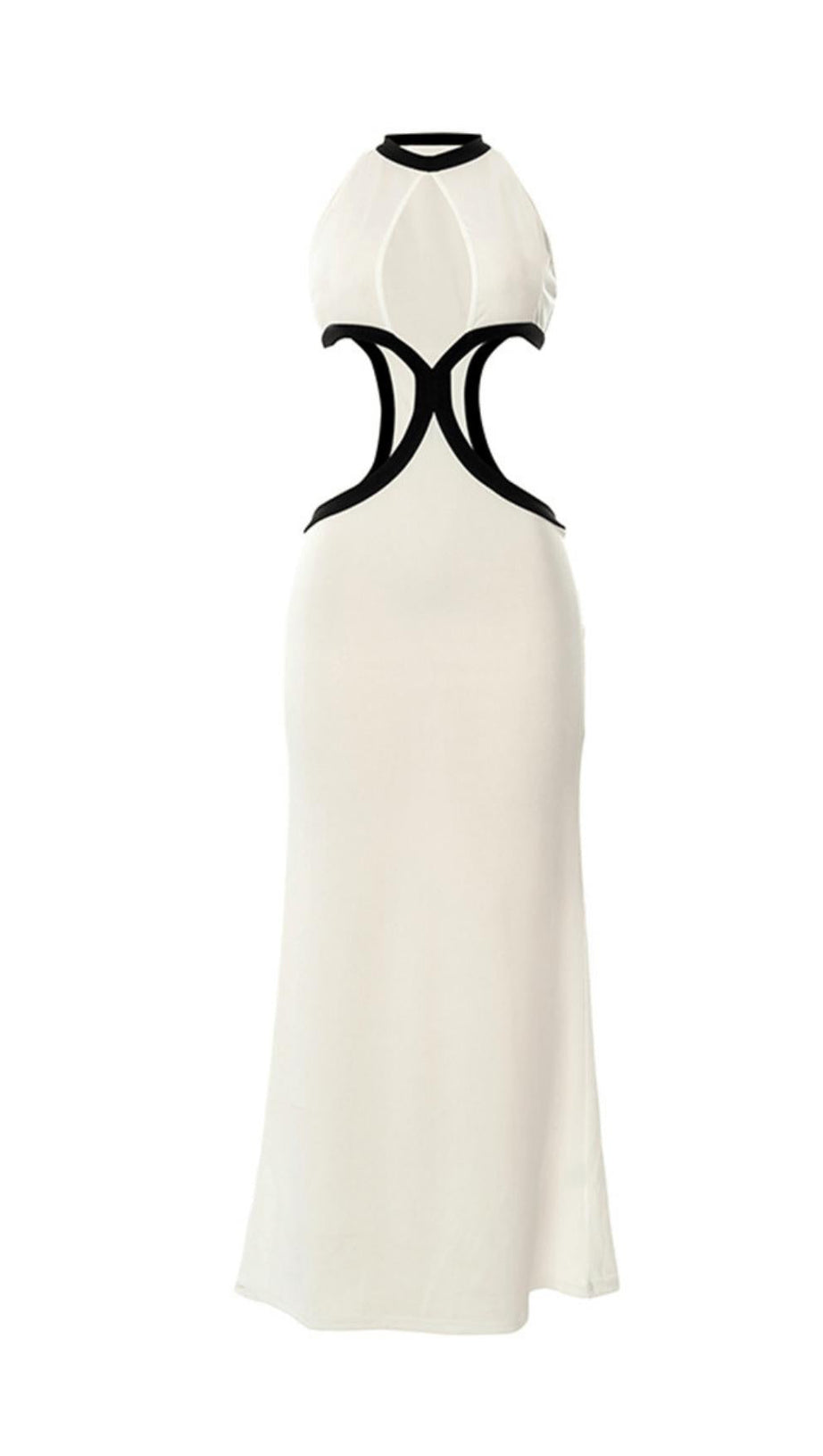 ABITO IN MAGLIA AVORIO BIANCO CON INVOLUCRO CAVATO SUL SENO