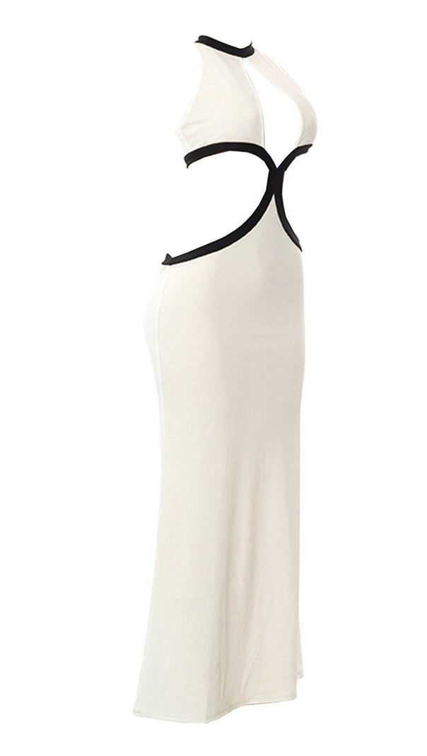 AIIZIE IVORY WHITE KNIT HOLLOW WRAP CHEST DRESS - product image