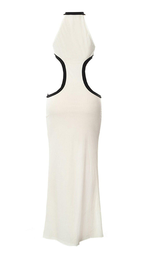 AIIZIE IVORY WHITE KNIT HOLLOW WRAP CHEST DRESS - product image