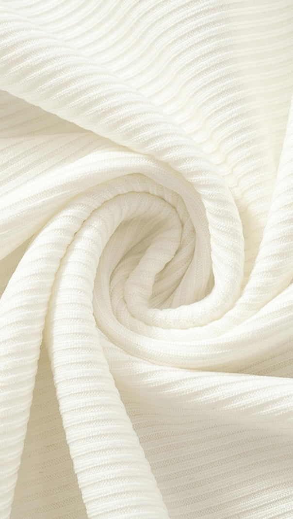 AIIZIE IVORY WHITE KNIT HOLLOW WRAP CHEST DRESS - product image