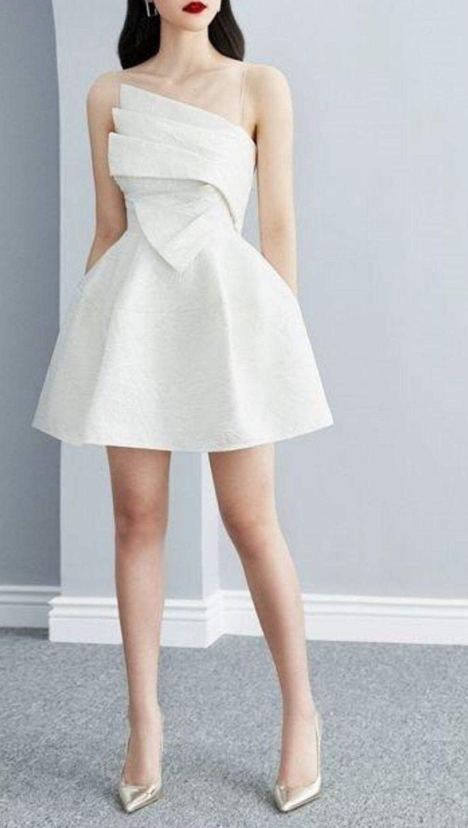 STRAPY HEM MINI DRESS IN WHITE