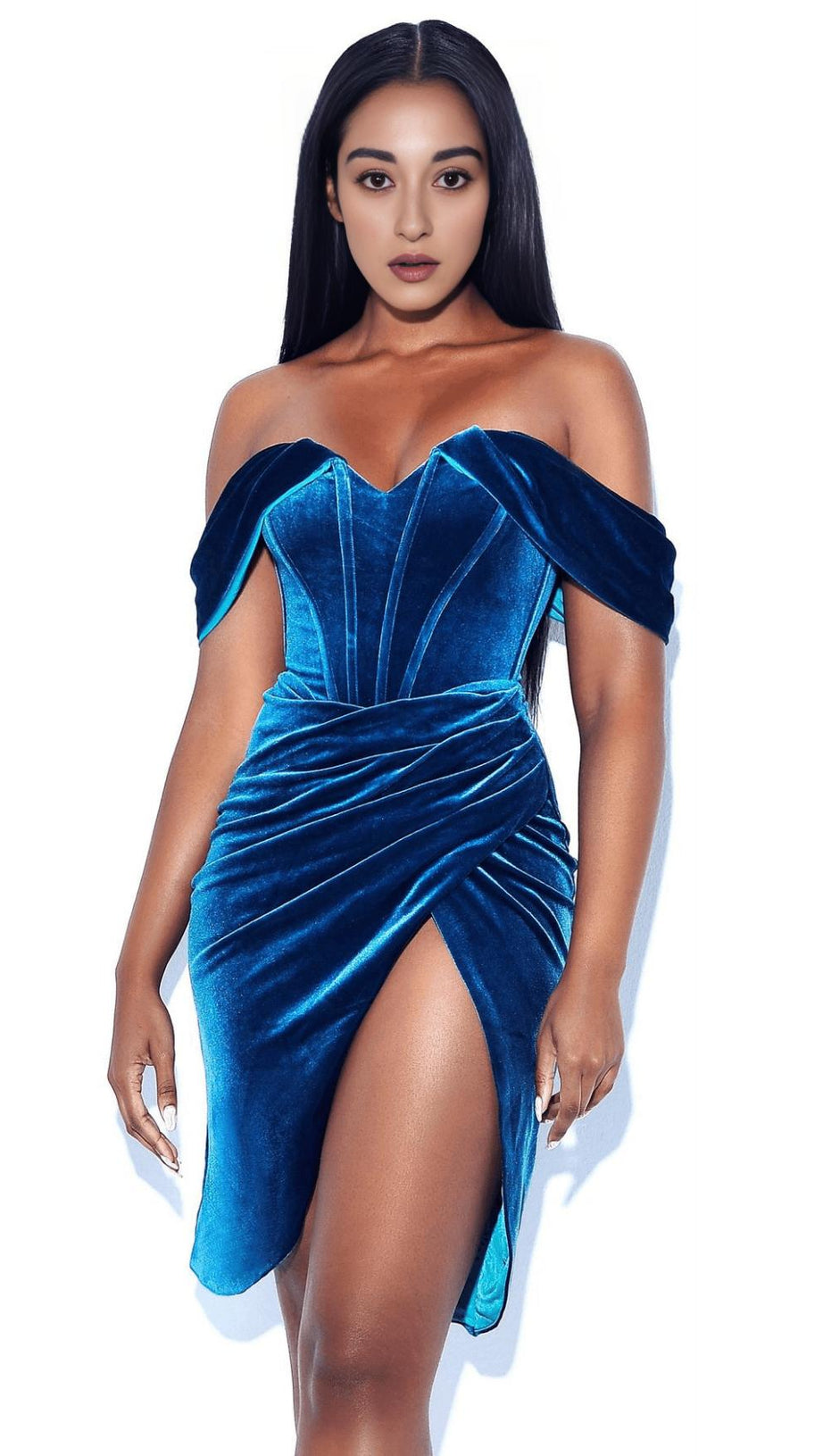 KOREAN VELVET SLIT DRESS