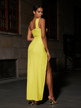 Pansy One Shoulder Cutout Maxi Dress In Yellow