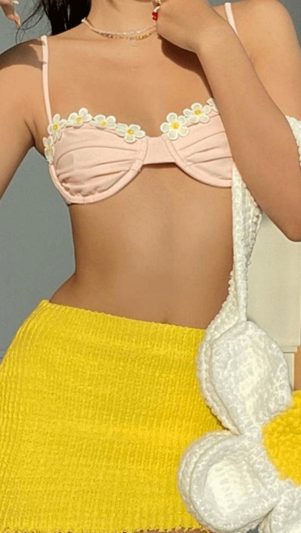 AIIZIE PINK SMOCKED FLORAL LINGERIE - product image
