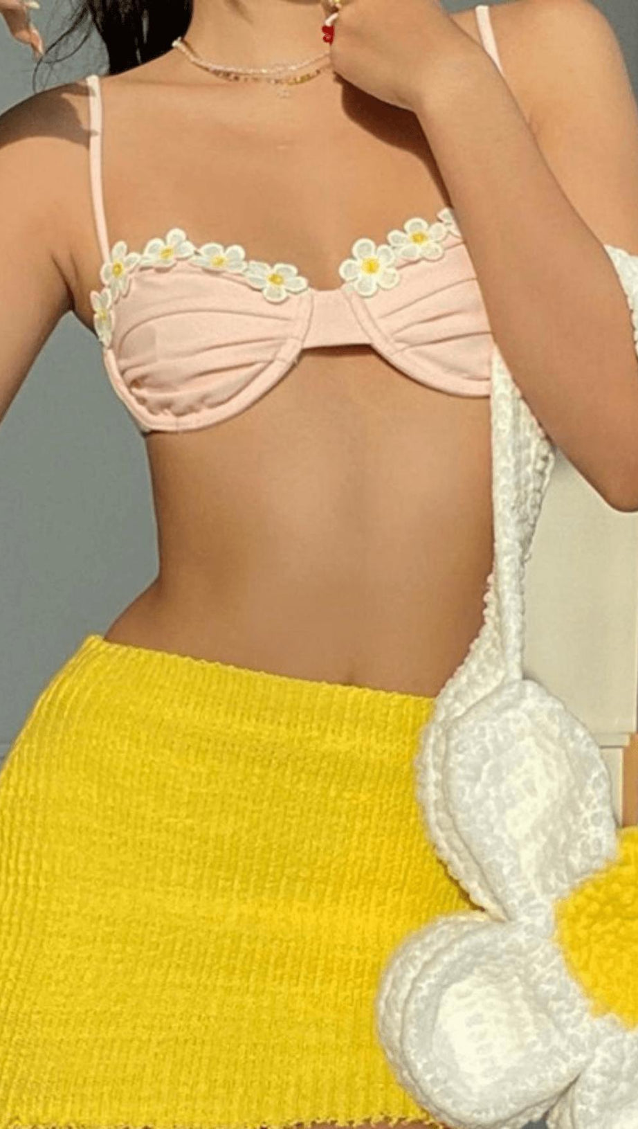 ROSA GESMOCKTE DESSOUS MIT BLUMENMUSTER