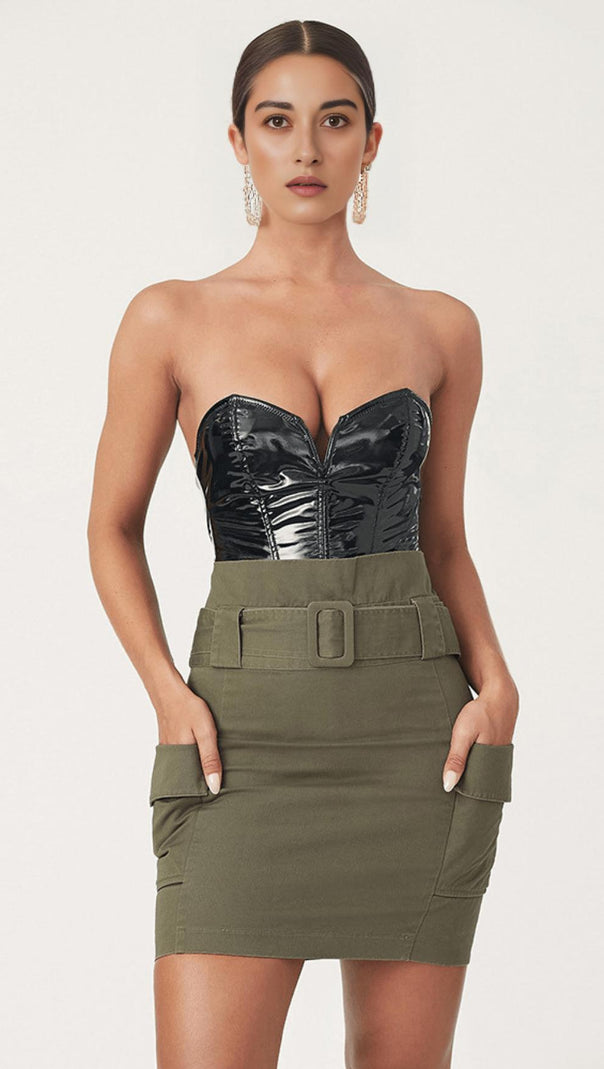 AIIZIE SEXY SLIM LEATHER BODYSUIT - product image