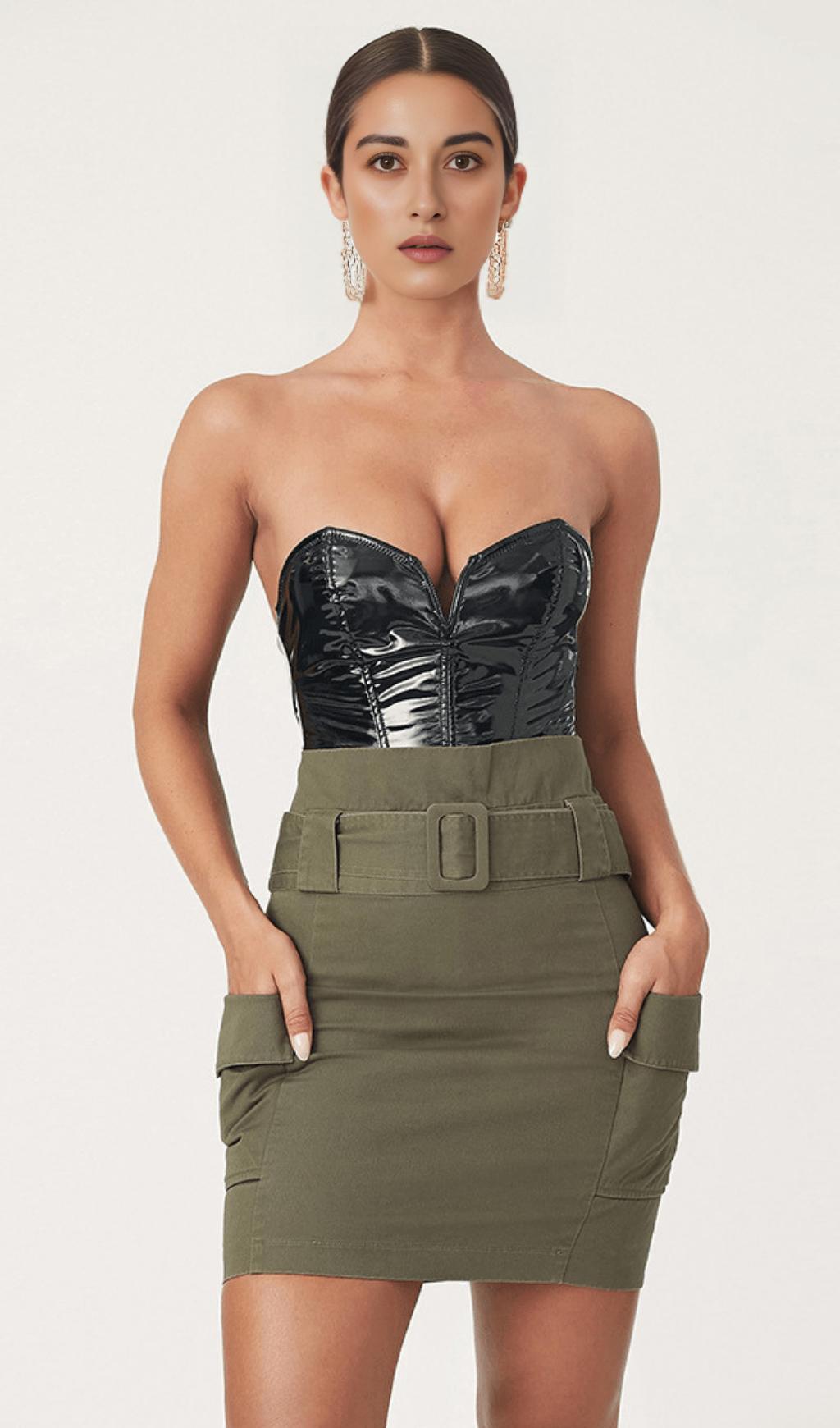 SEXY SLIM LEATHER BODYSUIT