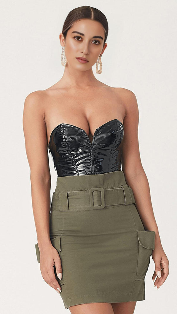 AIIZIE SEXY SLIM LEATHER BODYSUIT - product image