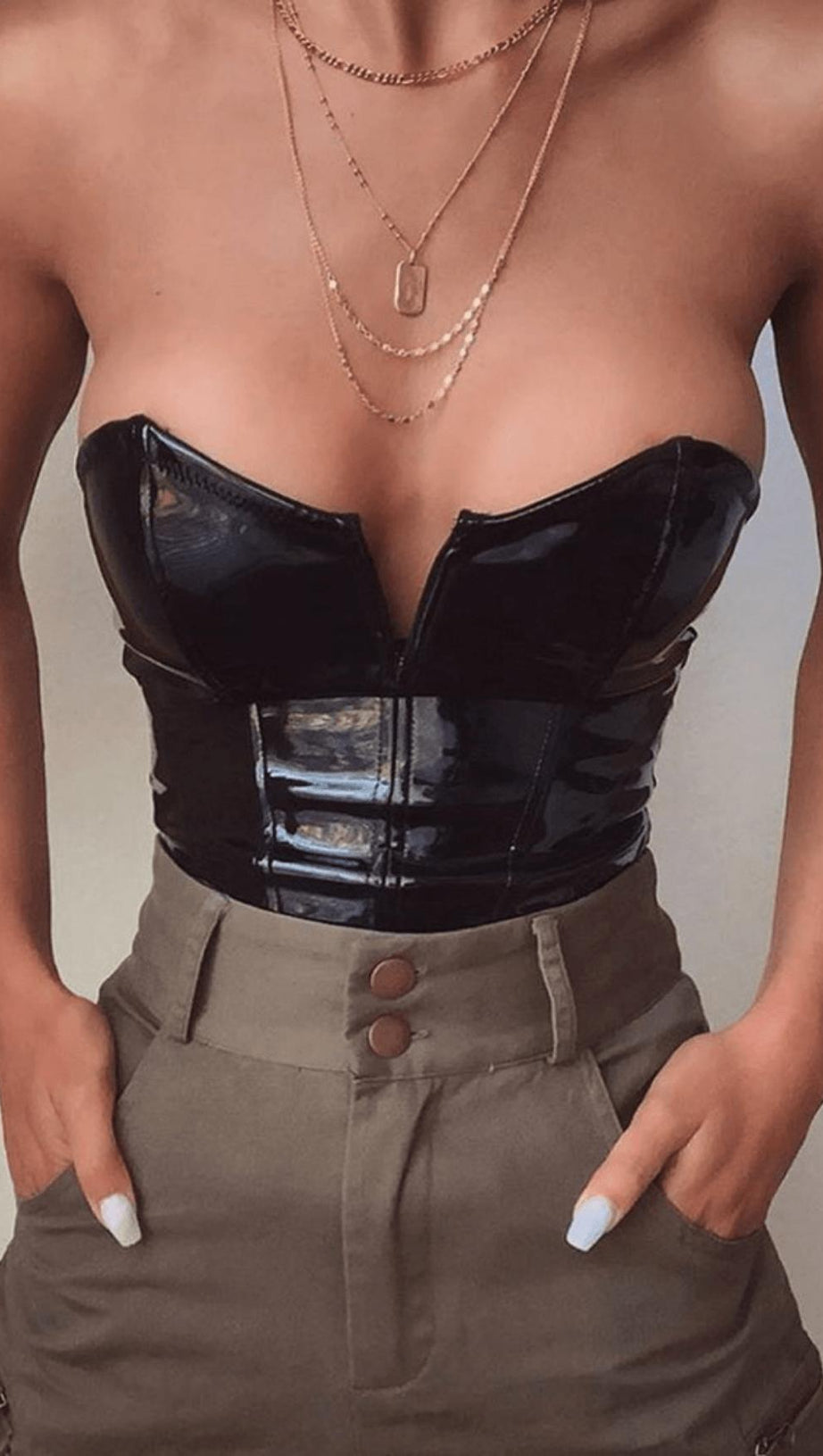 SEXY SLIM LEATHER BODYSUIT