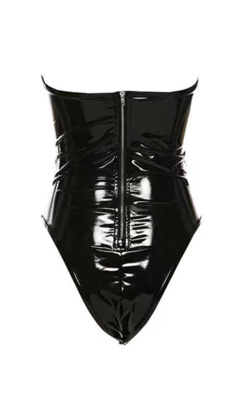 SEXY SLIM LEATHER BODYSUIT