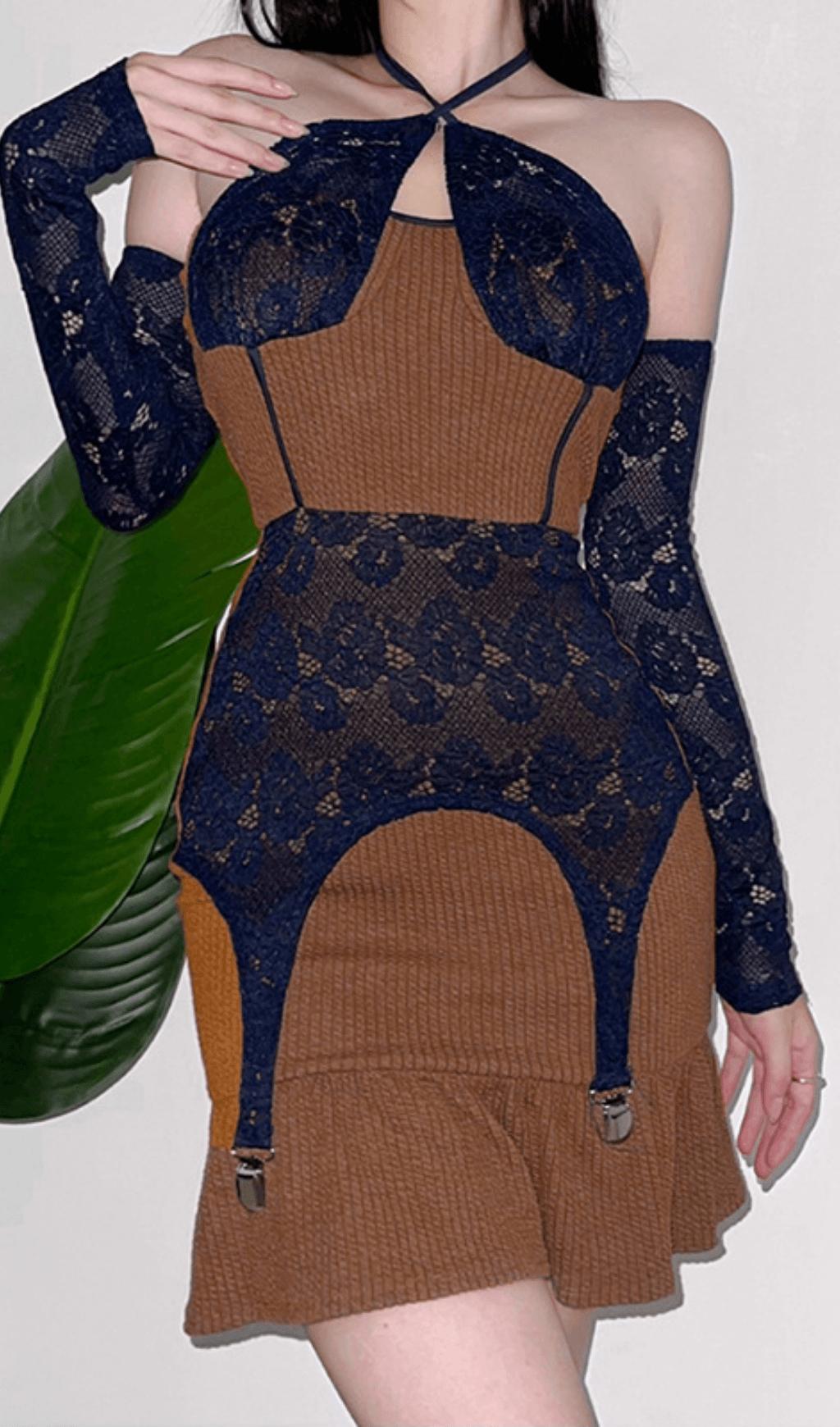 RUFFLE HALTERNECK DRESS