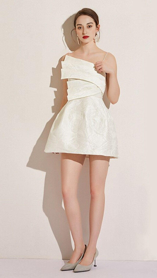 AIIZIE STRAPY HEM MINI DRESS IN WHITE - product image