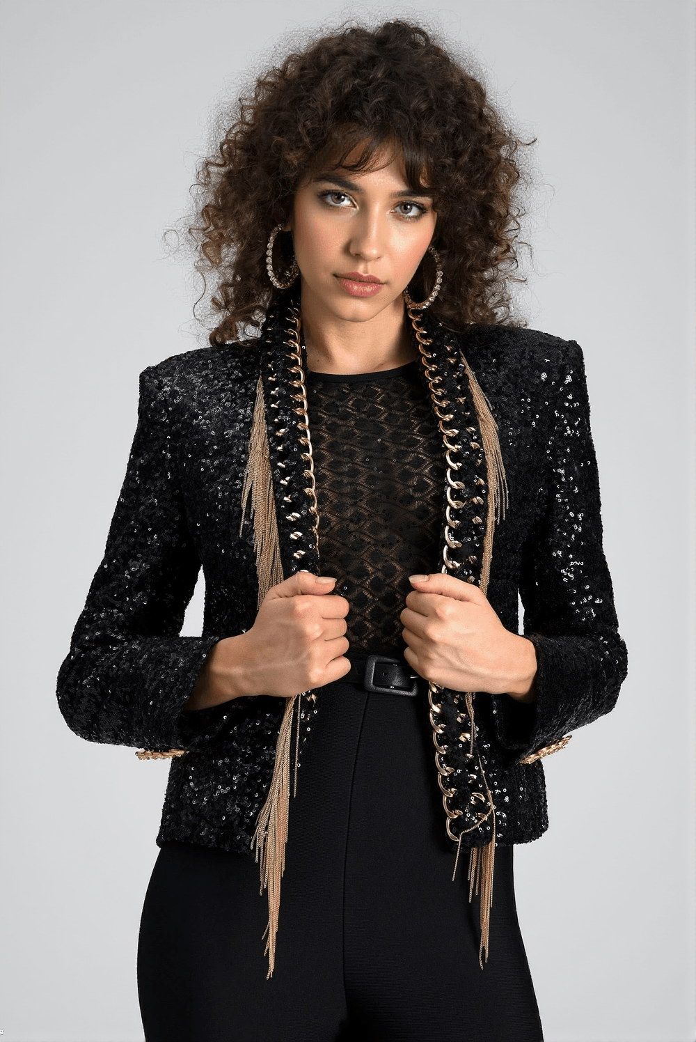 BLAZER CON CATENA E PAILLETTES DEMIDES