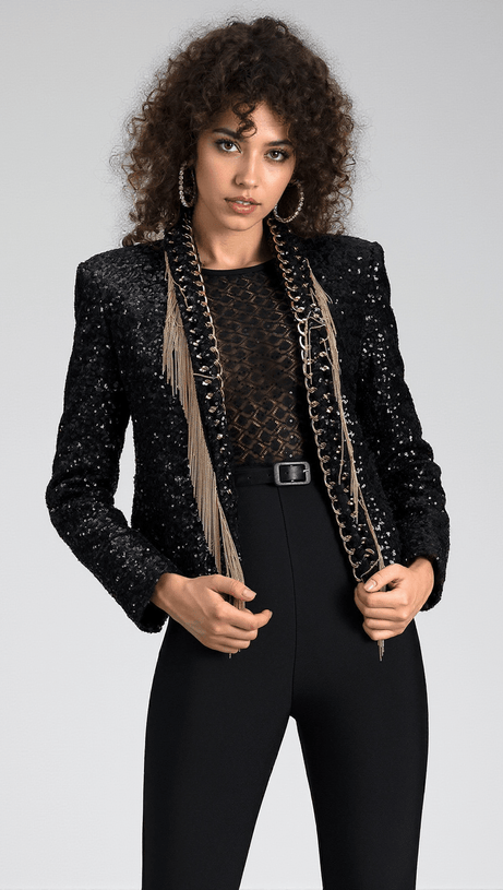 BLAZER CON CATENA E PAILLETTES DEMIDES
