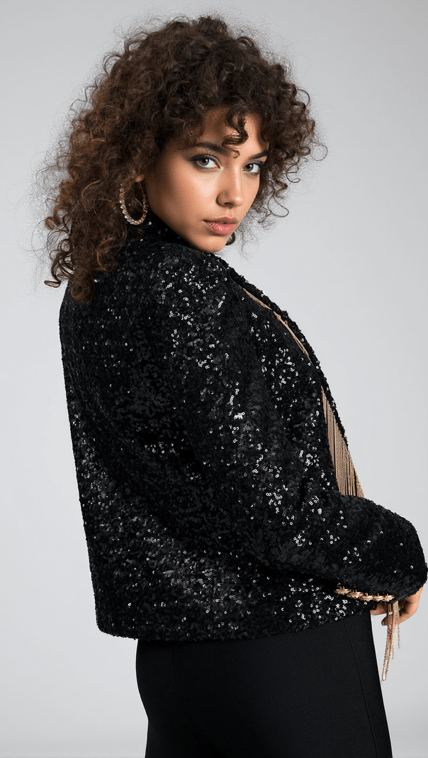 AIIZIE DEMIDES SEQUIN TASSEL CHAIN BLAZER - product image