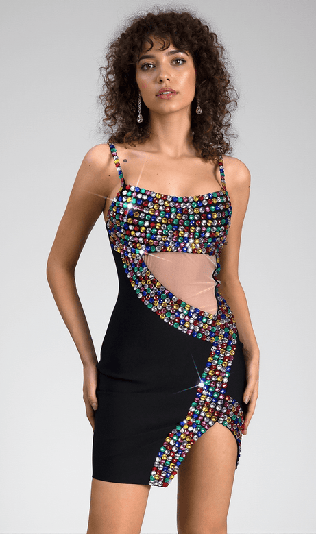 Abito in maglia di diamanti con glitter Artinea