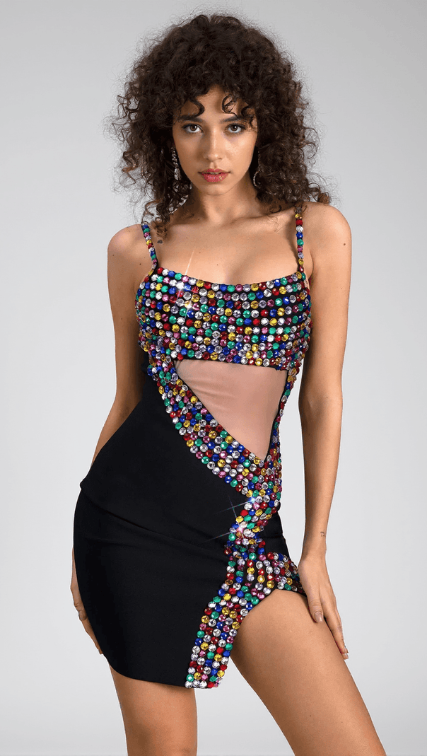 AIIZIE ARTINEA DIAMOND MESH GLITTER DRESS - product image
