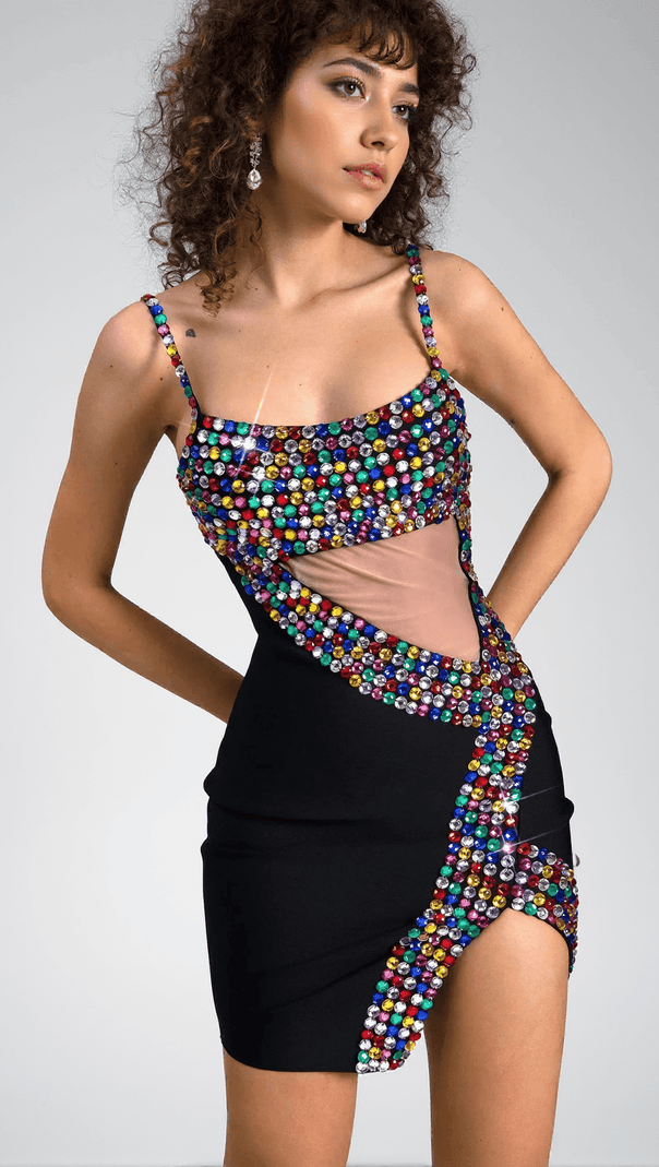 AIIZIE ARTINEA DIAMOND MESH GLITTER DRESS - product image