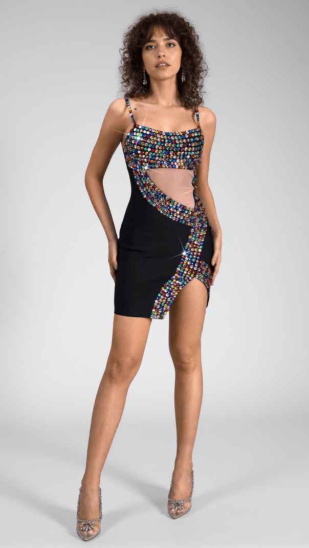 AIIZIE ARTINEA DIAMOND MESH GLITTER DRESS - product image