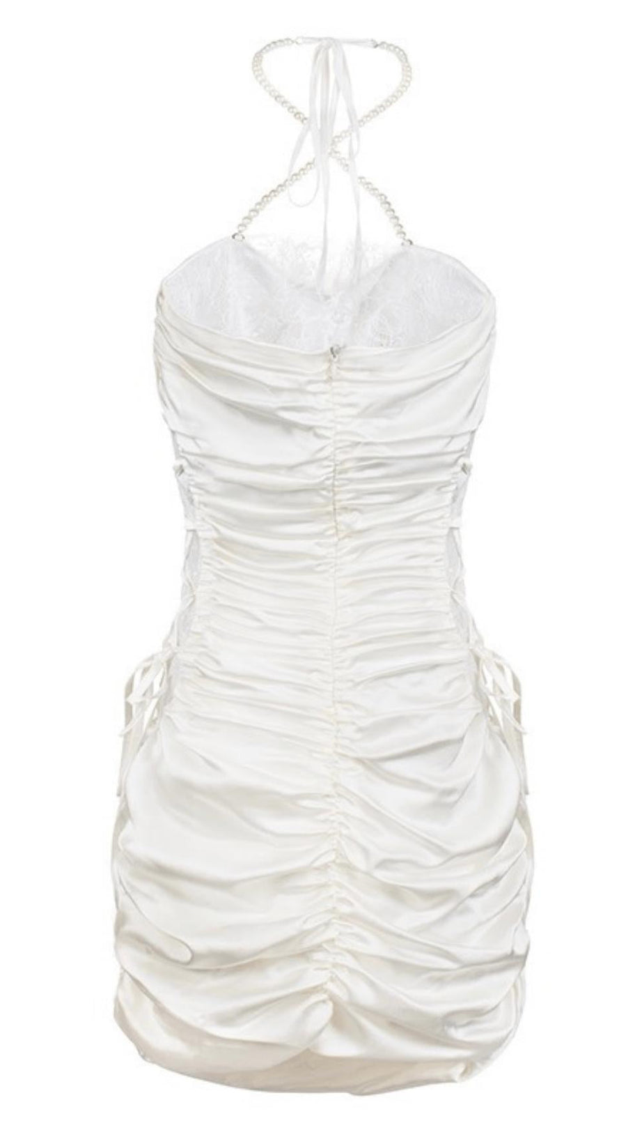 SATIN RUCHED MINI DRESS IN PINK