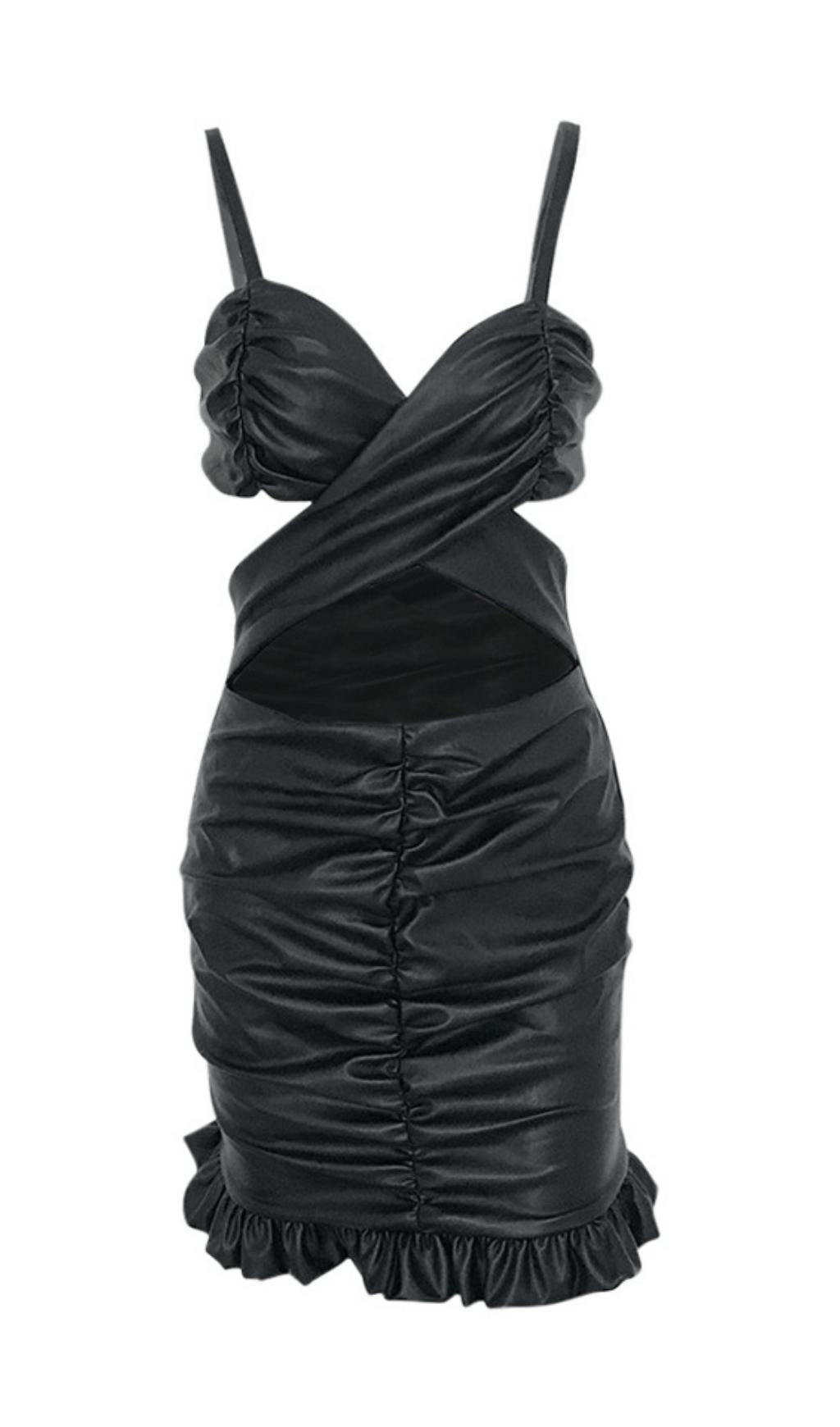 LACE SLING LEATHER SKIRT