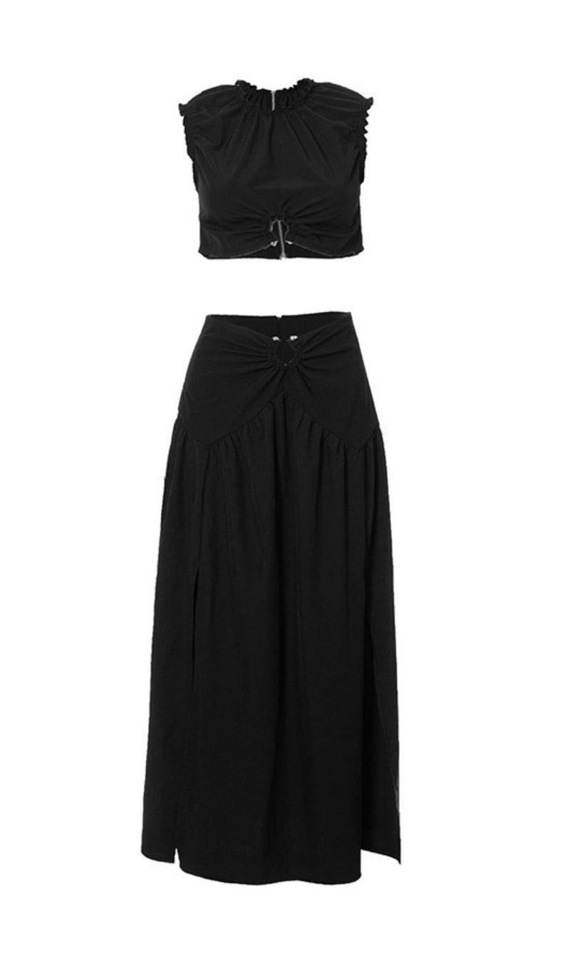 Slim long skirt suit